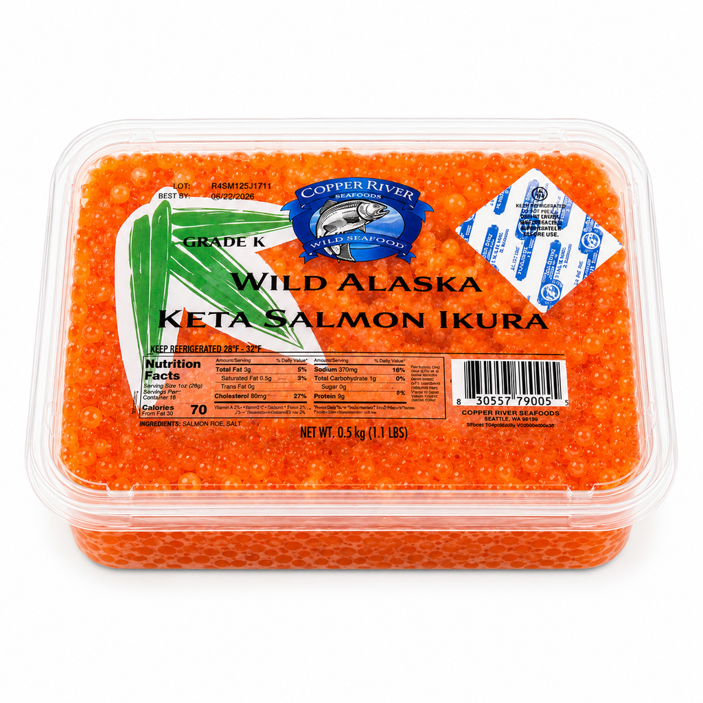 Wild Alaska Keta Salmon Ikura - Red Salmon Caviar, 1.1 lb